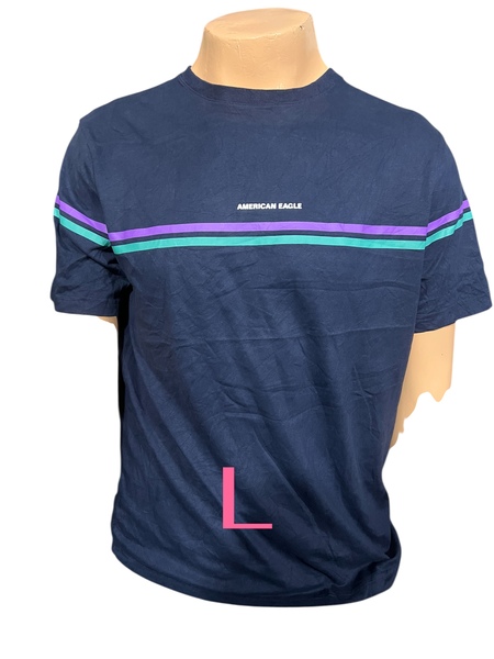 Très beau T-shirt homme  American aigle bleu-violet vert manche courte de taille L
