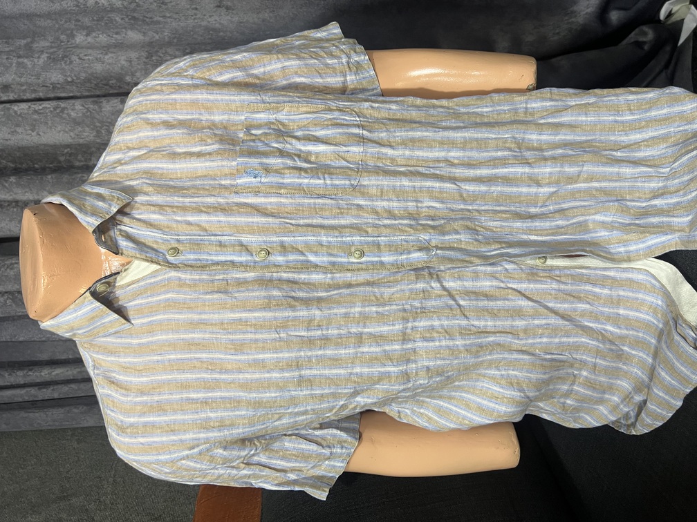 Belle chemise Pierre Cardin en Lin à rayures multicolores taille 2xl